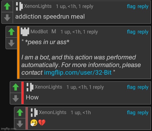 We need a thread of the most insane modbot comments | made w/ Imgflip meme maker