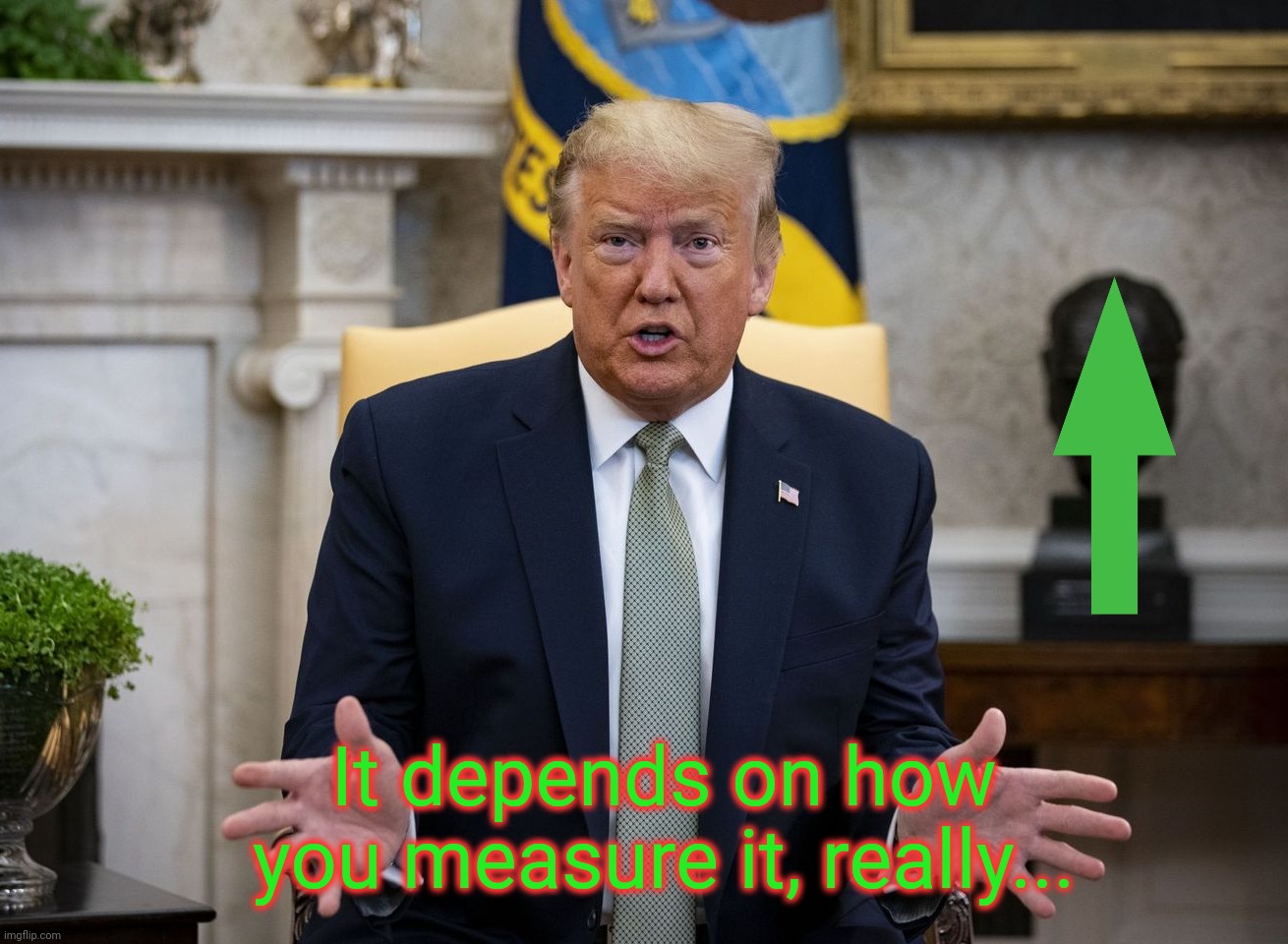 Trump accordion hands | It depends on how you measure it, really... | image tagged in trump accordion hands | made w/ Imgflip meme maker