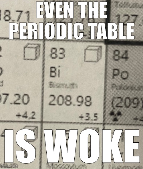 EVEN THE PERIODIC TABLE; IS WOKE | made w/ Imgflip meme maker