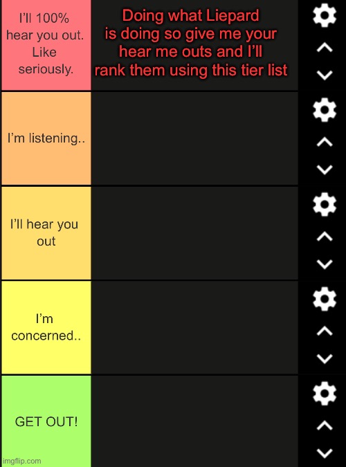Hear me out Tier List | Doing what Liepard is doing so give me your hear me outs and I’ll rank them using this tier list | image tagged in hear me out tier list | made w/ Imgflip meme maker