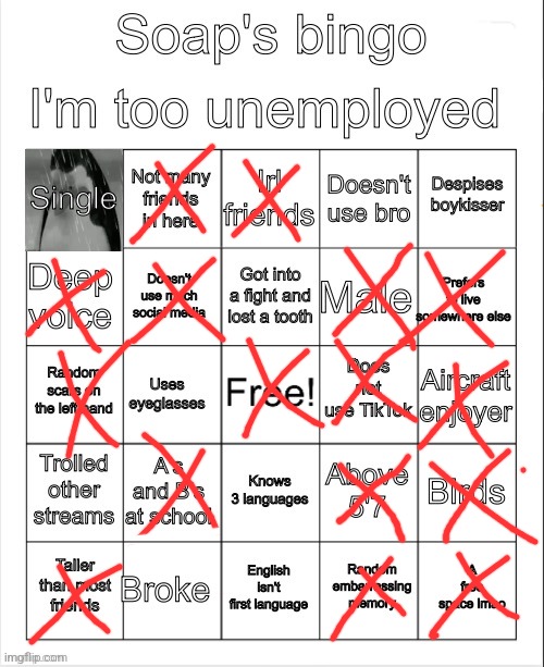 Soap's bingo | image tagged in soap's bingo | made w/ Imgflip meme maker