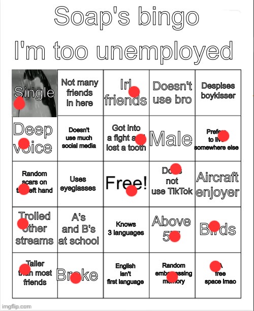 Soap's bingo | image tagged in soap's bingo | made w/ Imgflip meme maker