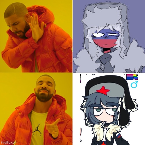 Russia from RazzRubino is Better than Russia Countryhumans | image tagged in memes,drake hotline bling,countryhumans,razzrubino,countryballs | made w/ Imgflip meme maker