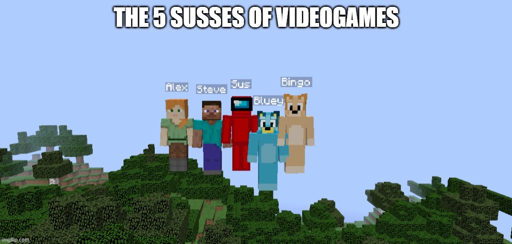 The 5 Susses Of Videogames | THE 5 SUSSES OF VIDEOGAMES | image tagged in normal minecraft image | made w/ Imgflip meme maker