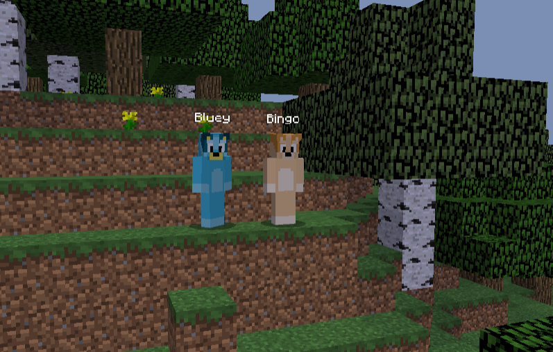 High Quality I Found Bluey & Bingo in Minecraft! Blank Meme Template