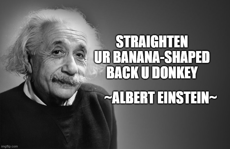 do it | STRAIGHTEN UR BANANA-SHAPED BACK U DONKEY; ~ALBERT EINSTEIN~ | image tagged in albert einstein qoutes | made w/ Imgflip meme maker