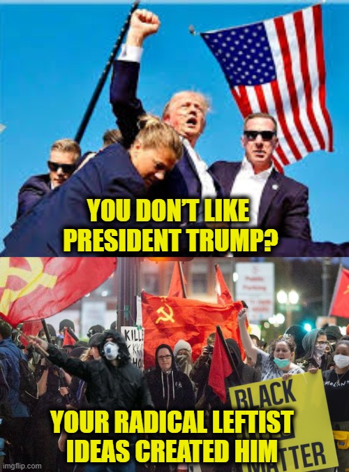 More Leftist Logic | YOU DON’T LIKE 
PRESIDENT TRUMP? YOUR RADICAL LEFTIST
IDEAS CREATED HIM | made w/ Imgflip meme maker