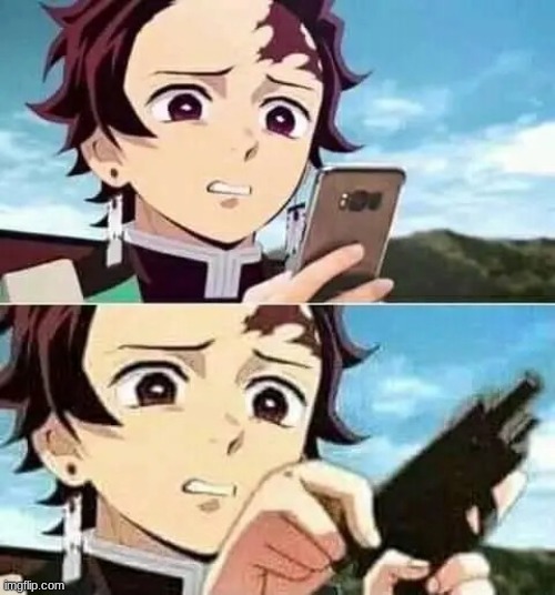 tanjiro disguise with gun | image tagged in tanjiro disguise with gun | made w/ Imgflip meme maker