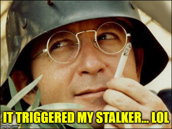 Very Interesting | IT TRIGGERED MY STALKER... LOL | image tagged in very interesting | made w/ Imgflip meme maker