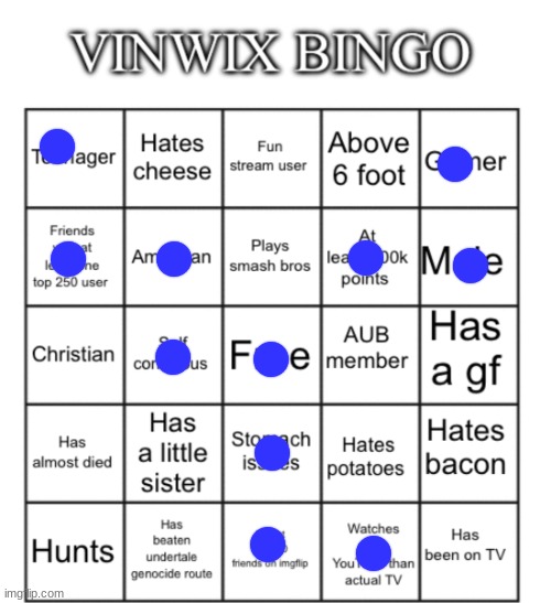 VinWix bingo | image tagged in vinwix bingo | made w/ Imgflip meme maker