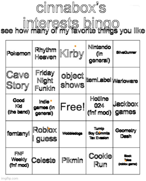 why did i do this | image tagged in cinnabox s interests bingo | made w/ Imgflip meme maker