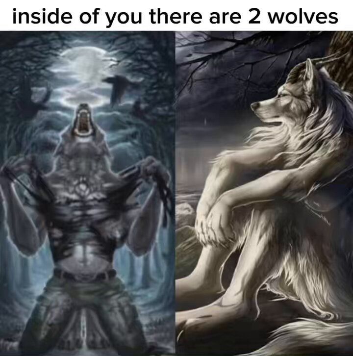 Inside you there are two wolves Blank Meme Template