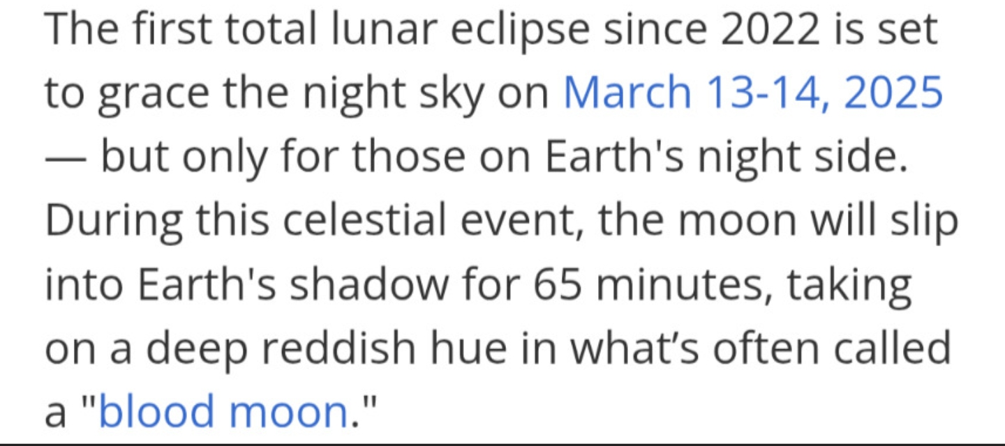 Upcoming Blood Moon. (From an Article.) Blank Meme Template