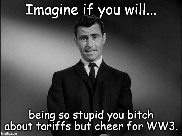 Welcome to the stupid people zone | image tagged in bitch about tariffs,cheer for ww3 | made w/ Imgflip meme maker