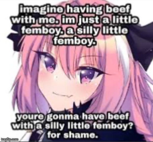 imagine having beef with a femboy | image tagged in imagine having beef with a femboy | made w/ Imgflip meme maker