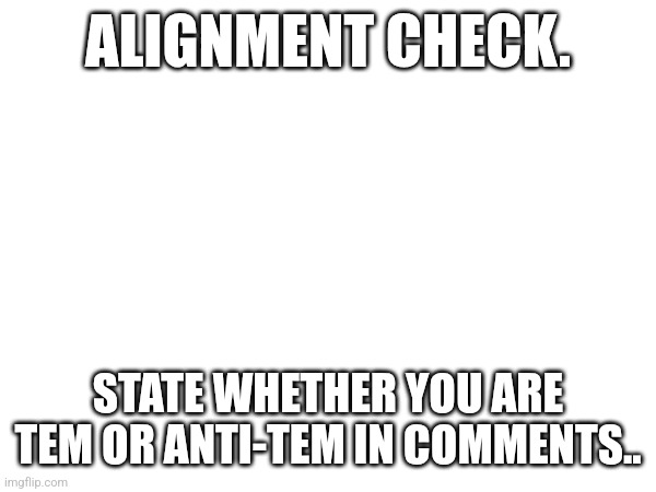 ALIGNMENT CHECK. STATE WHETHER YOU ARE TEM OR ANTI-TEM IN COMMENTS.. | image tagged in undertale | made w/ Imgflip meme maker