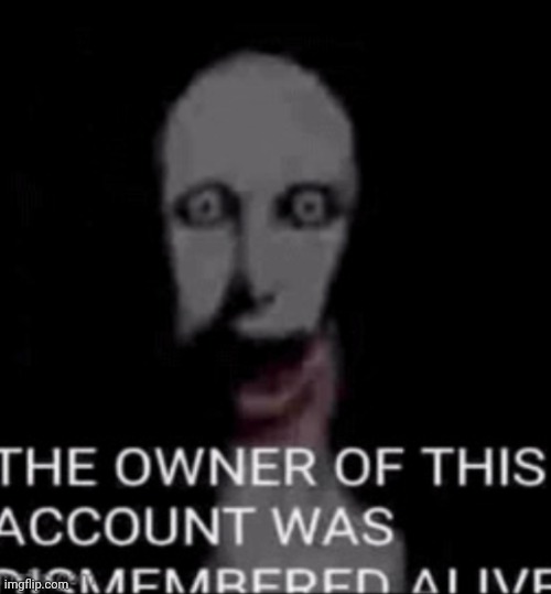 The owner of this account was dismembered alive | image tagged in the owner of this account was dismembered alive | made w/ Imgflip meme maker