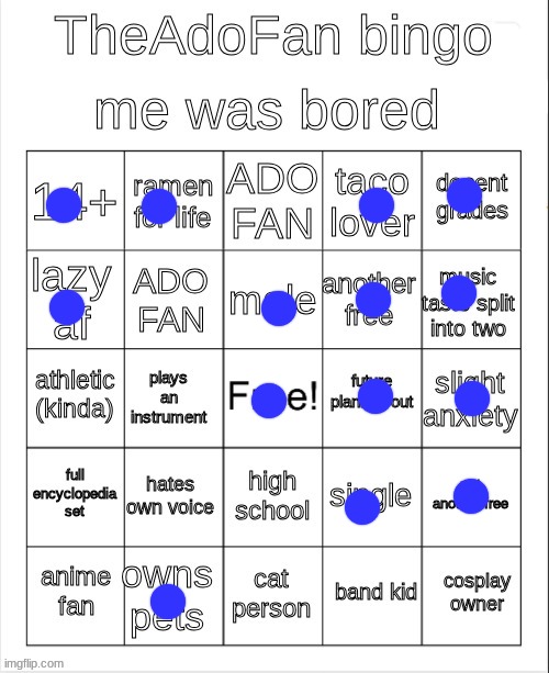 TheAdoFan bingo | image tagged in theadofan bingo | made w/ Imgflip meme maker