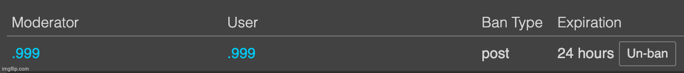Post banned .999 for 24 hours for repeatedly harassing Nat. | made w/ Imgflip meme maker
