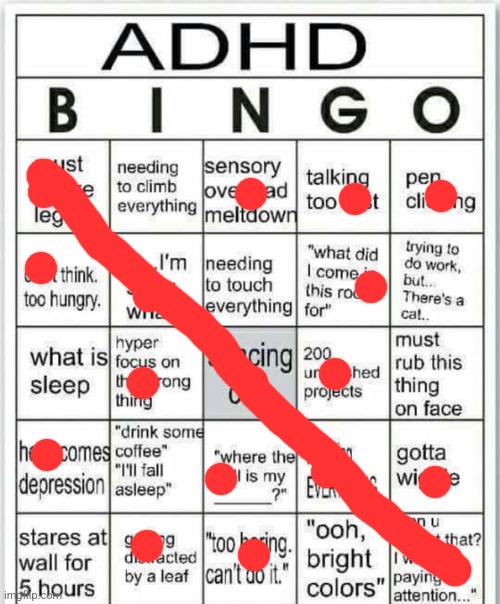 adhd bingo | image tagged in adhd bingo | made w/ Imgflip meme maker