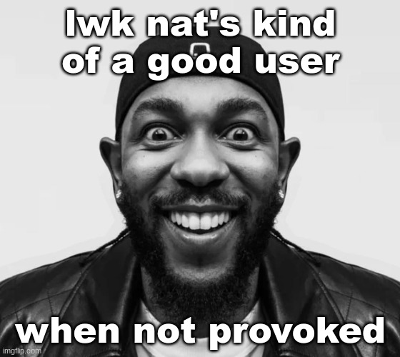 K-Dot Glorious King | lwk nat's kind of a good user; when not provoked | image tagged in k-dot glorious king | made w/ Imgflip meme maker