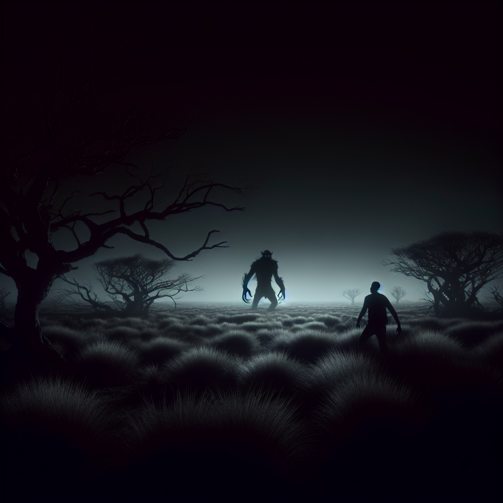 The Moor in the dark with a scary monster Blank Meme Template