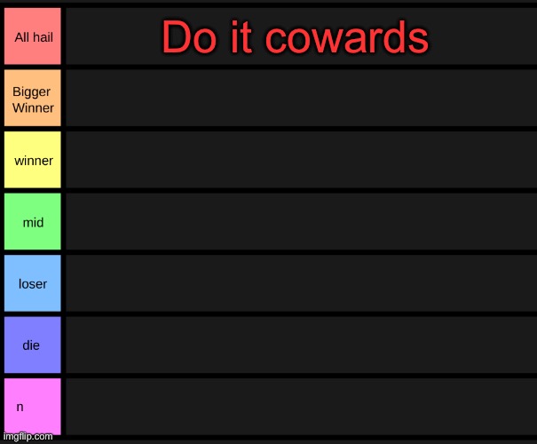 I know it’s going to be one extreme or the other from most people so be brutally honest | Do it cowards | image tagged in yoshi's tier list | made w/ Imgflip meme maker