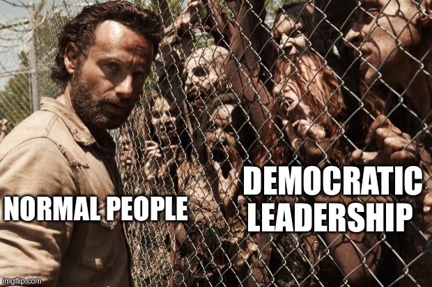 zombies | NORMAL PEOPLE; DEMOCRATIC LEADERSHIP | image tagged in zombies,democrats,politics,political meme,nancy pelosi | made w/ Imgflip meme maker