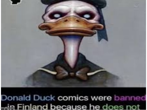 He just does not | image tagged in donald duck,comics,finland,ban | made w/ Imgflip meme maker