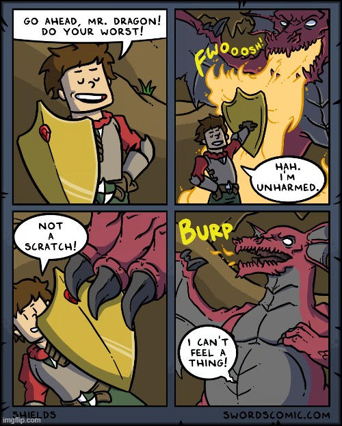 image tagged in shield,dragon,fire,grab,eat,burp | made w/ Imgflip meme maker