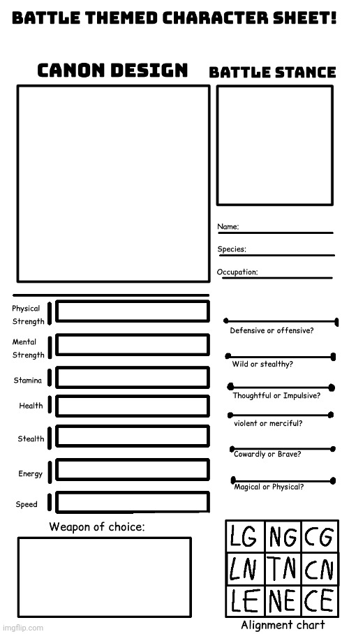Made this template for any oc artist's to use | image tagged in battle character template | made w/ Imgflip meme maker