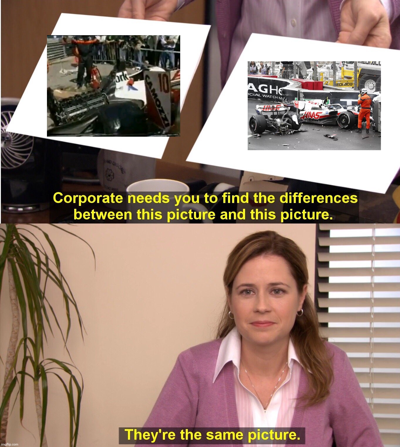They're The Same Picture | image tagged in memes,they're the same picture,formula 1,split,crash | made w/ Imgflip meme maker