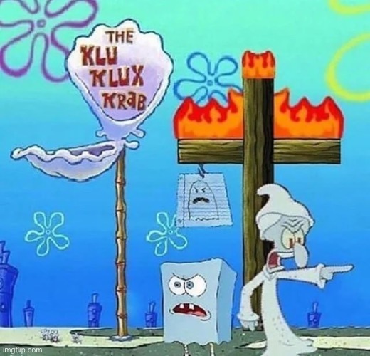 The klu klux krab | image tagged in ku klux klan,spongebob,kkk,spongebob squarepants | made w/ Imgflip meme maker