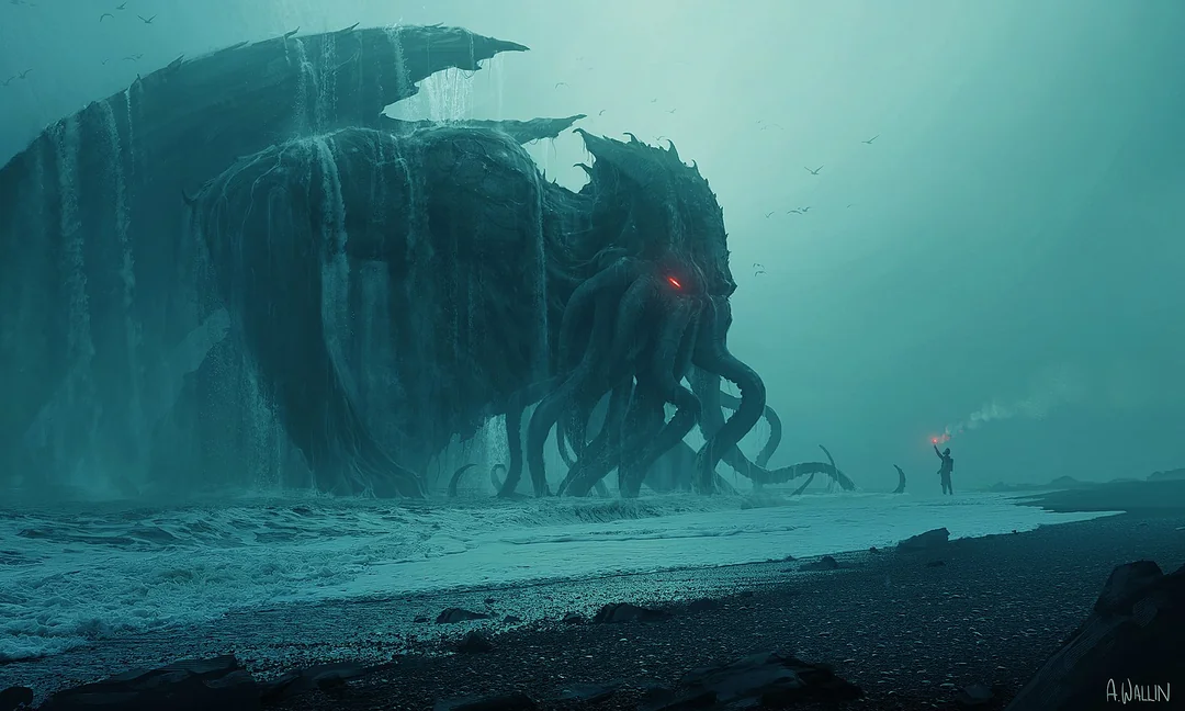 ctulhu coming out of the sea Blank Meme Template