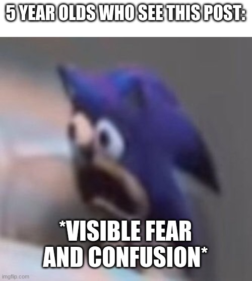 5 YEAR OLDS WHO SEE THIS POST: *VISIBLE FEAR AND CONFUSION* | image tagged in traumatised sonic | made w/ Imgflip meme maker