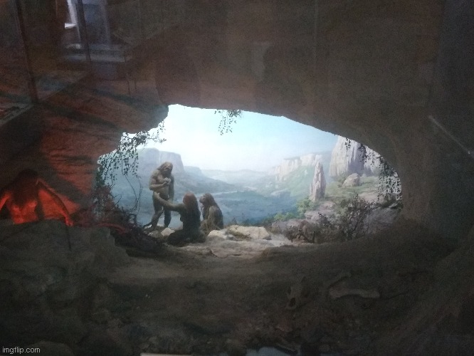 diorama of neanderthal clan in cave from The National Museum of Natural History at the National Academy of Sciences of Ukraine | image tagged in museum,diorama,natural,caveman,crimea,ukraine | made w/ Imgflip meme maker