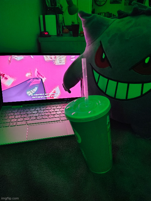 Gengar watching Lil Uzi vert | image tagged in gengar,lil uzi vert | made w/ Imgflip meme maker