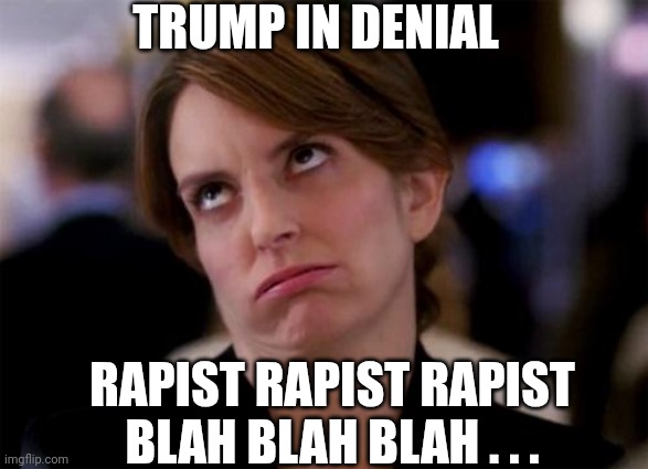 eye roll | TRUMP IN DENIAL RAPIST RAPIST RAPIST
BLAH BLAH BLAH . . . | image tagged in eye roll | made w/ Imgflip meme maker