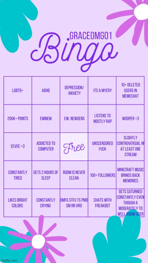 GraceOMG01 bingo | image tagged in graceomg01 bingo | made w/ Imgflip meme maker