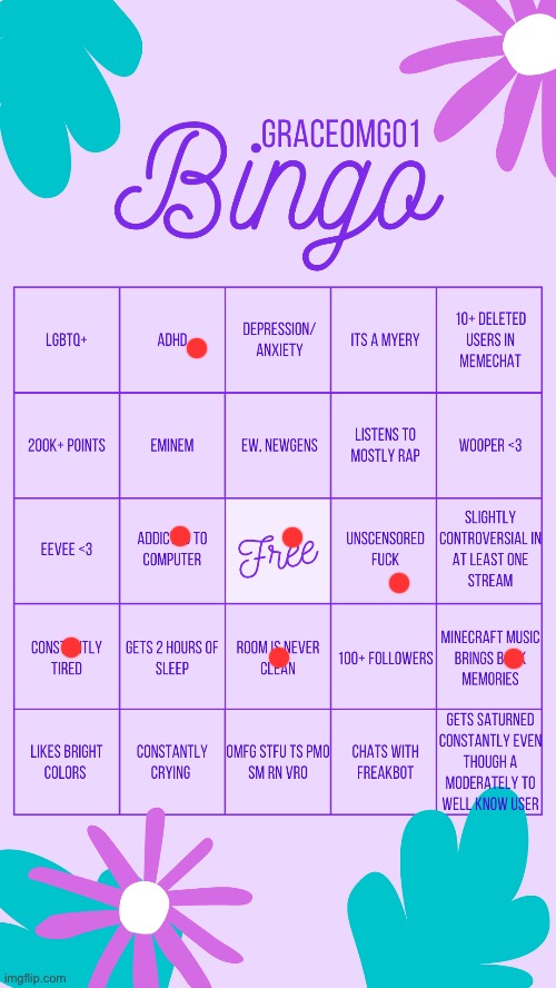 GraceOMG01 bingo | image tagged in graceomg01 bingo | made w/ Imgflip meme maker