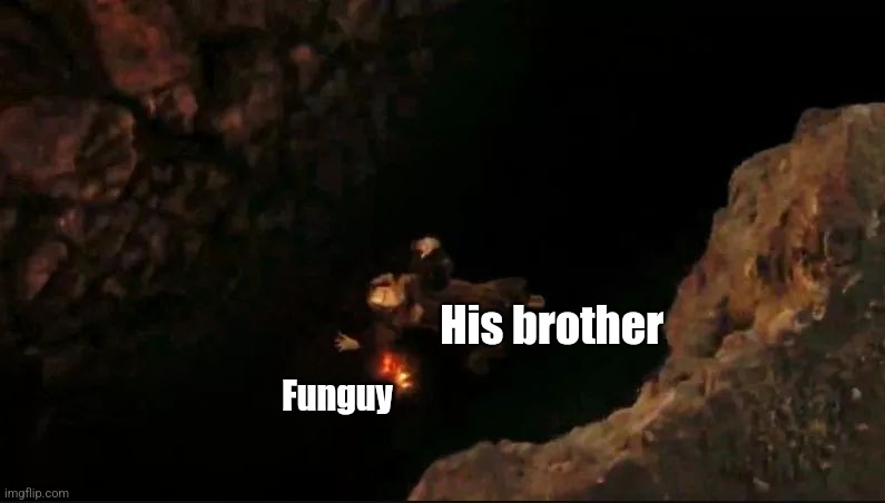 Gandalf Falls | His brother Funguy | image tagged in gandalf falls | made w/ Imgflip meme maker