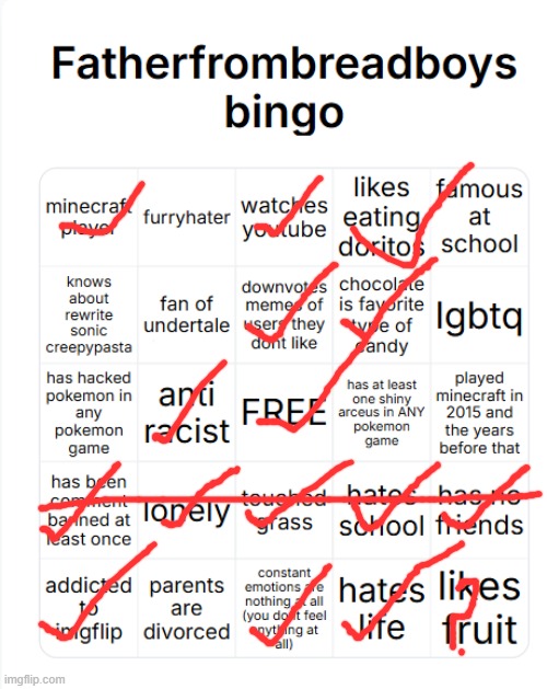 peak depression bingo | image tagged in fatherfrombreadboys bingo | made w/ Imgflip meme maker