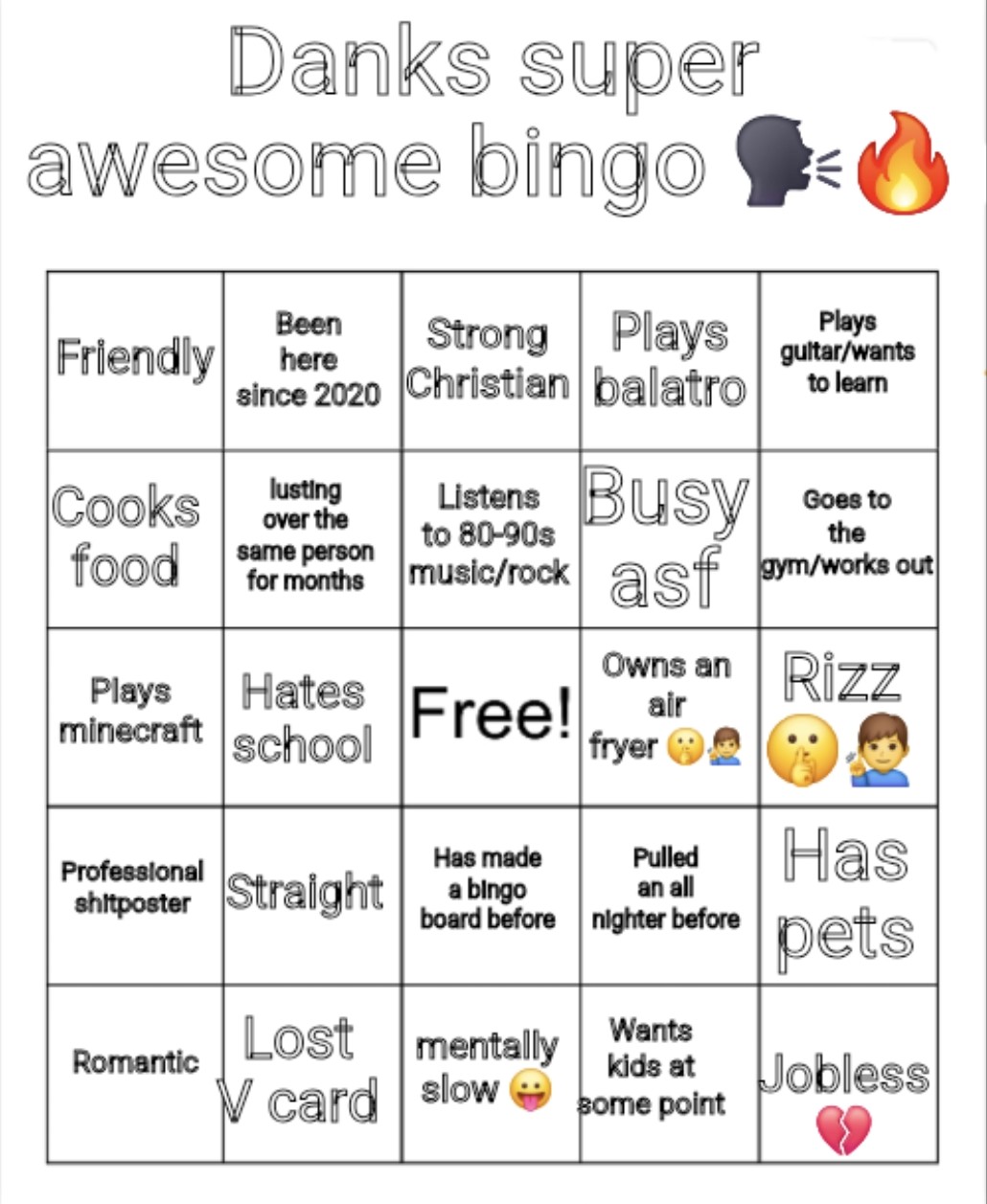 High Quality Danks super awesome bingo Blank Meme Template