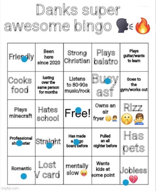 Danks super awesome bingo | image tagged in danks super awesome bingo | made w/ Imgflip meme maker