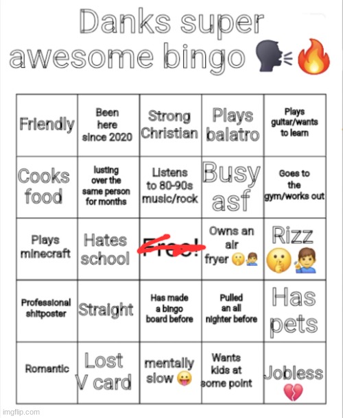 Danks super awesome bingo | image tagged in danks super awesome bingo | made w/ Imgflip meme maker