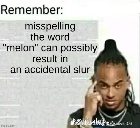 misspelling the word "melon" can possibly result in an accidental slur | made w/ Imgflip meme maker