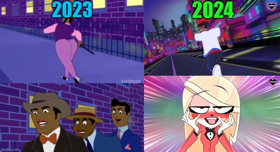 Any time now | 2023; 2024 | image tagged in axel in harlem,verbalase running away from charlie,2023,2024,2025 | made w/ Imgflip meme maker