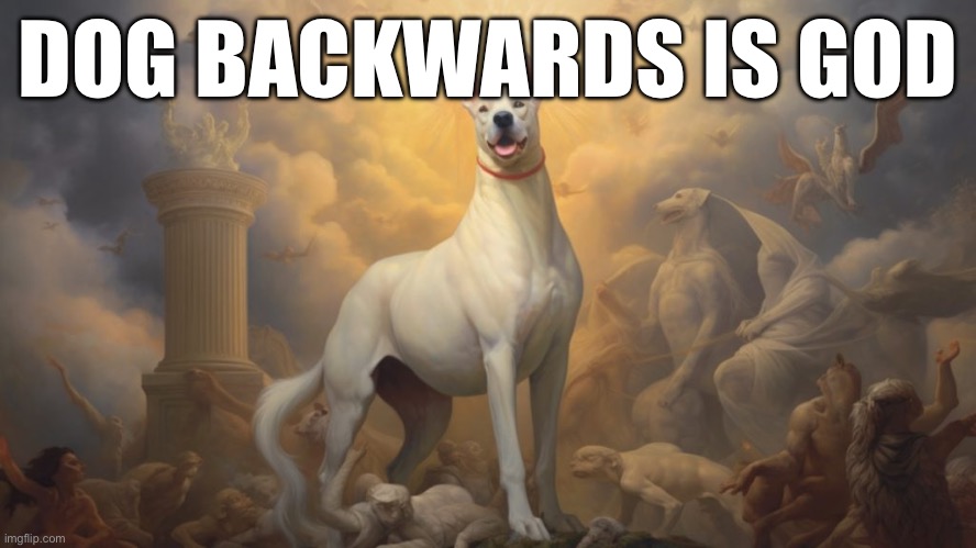 DOG BACKWARDS IS GOD | image tagged in dank memes,funny memes,wisdom,religion,animals | made w/ Imgflip meme maker