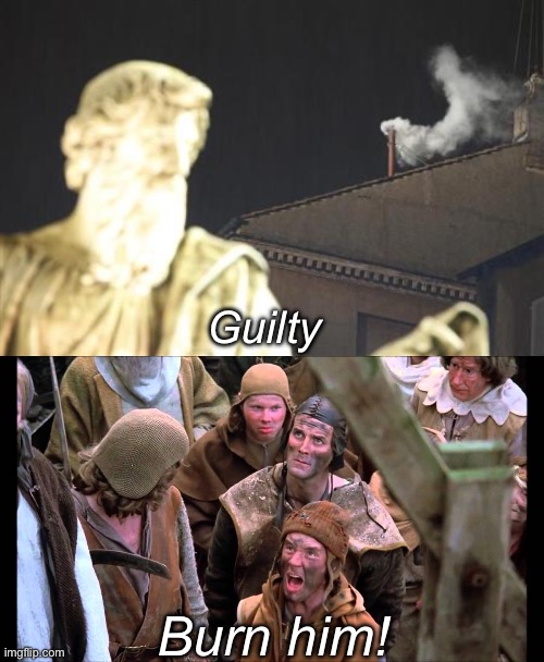 Guilty Burn him! | image tagged in she's a witch | made w/ Imgflip meme maker