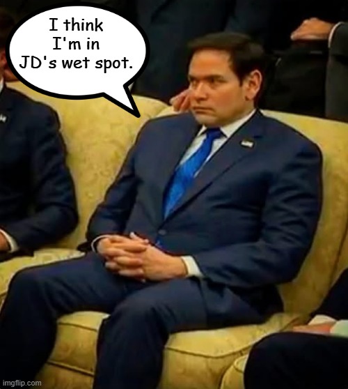 Rubio is a Coward | I think I'm in
JD's wet spot. | image tagged in little marco,traitor trump,jd stands for just dumb,traitors,wet spot | made w/ Imgflip meme maker